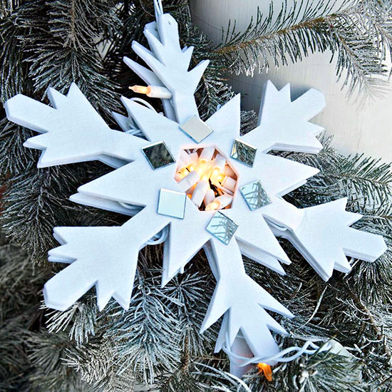 Winter and Christmas decoration with snowflakes DIY 