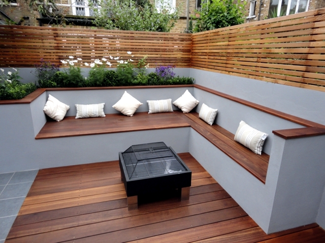 The modern wooden garden bench fits any garden situation  Interior 
