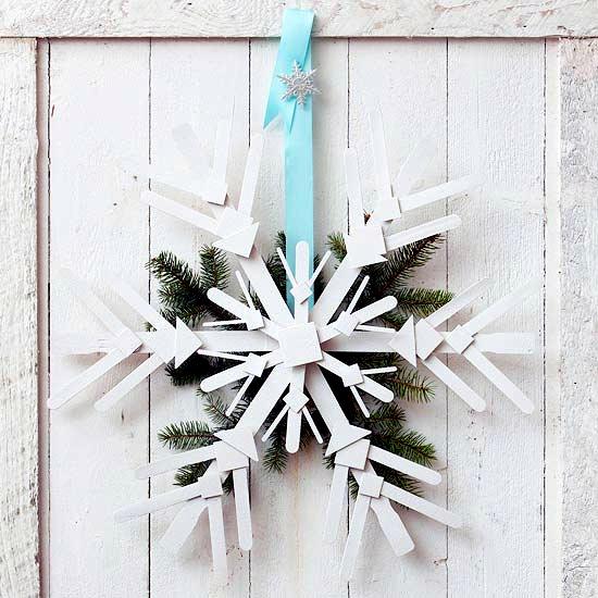 Winter and Christmas decoration with snowflakes DIY