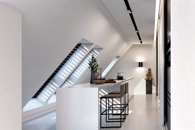 3d visualized attic studio in Düsseldorf by Ando