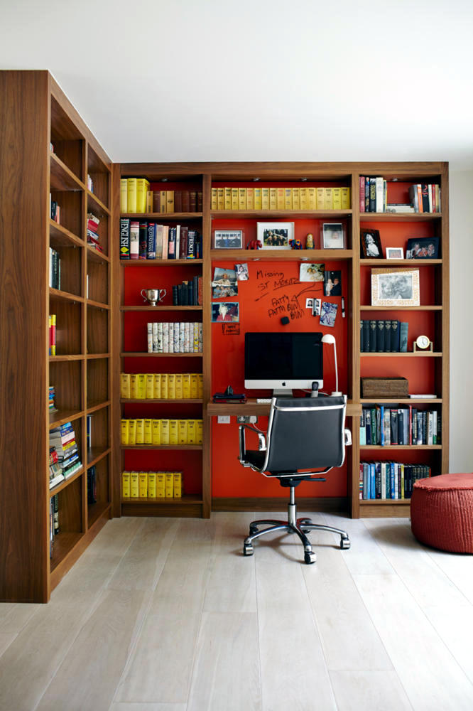 Library With Built In Desk Interior, Built In Desk With Bookcase Design Ideas