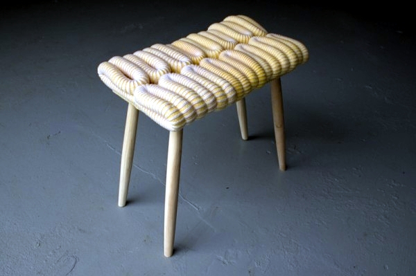 Wooden stools sexy knit blends tradition and modernity