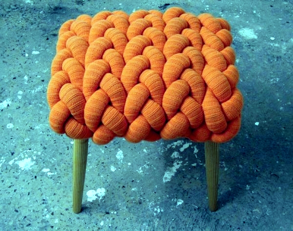 Wooden stools sexy knit blends tradition and modernity