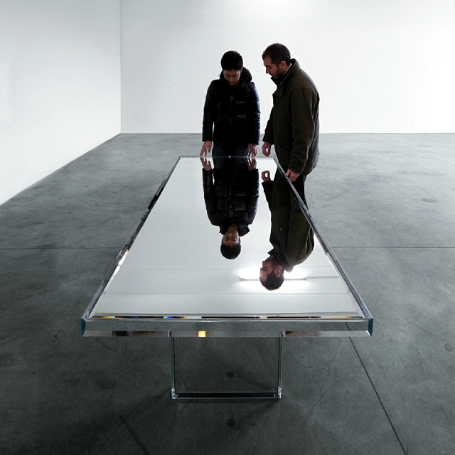 prism mirror glass table and armchair designed by Tokujin Yoshioka