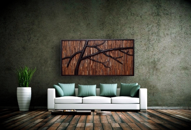 Recycled wood Contemporary wall art brings the outdoors inside
