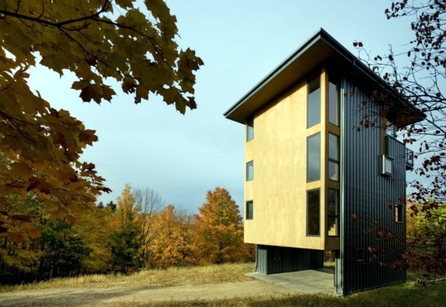 Architect wooden house - perfect concept of small plots
