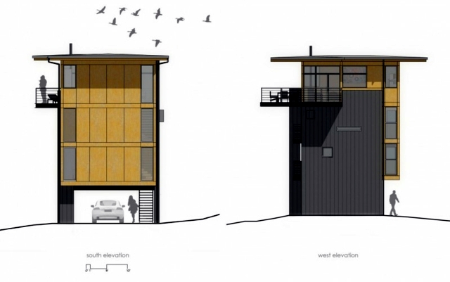 Architect wooden house - perfect concept of small plots