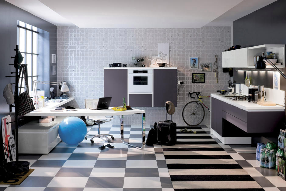 Modern kitchen with work area Interior Design Ideas Ofdesign