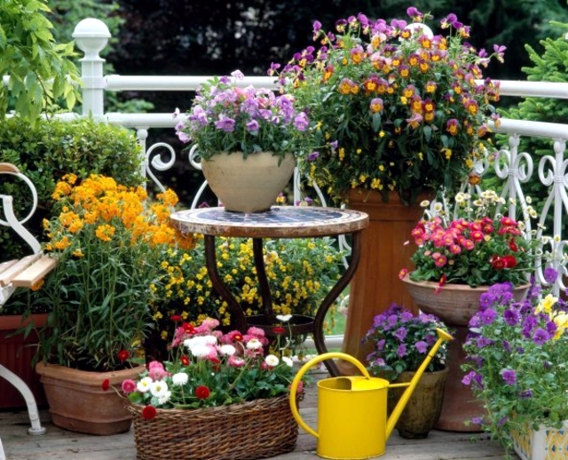 Wind and privacy balconies with flowers and vines