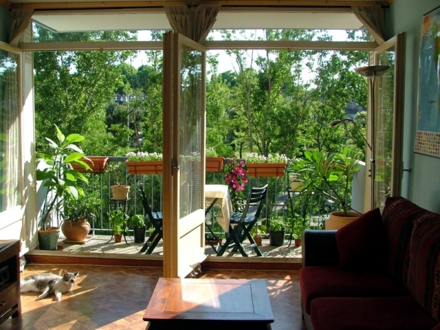 Wind and privacy balconies with flowers and vines