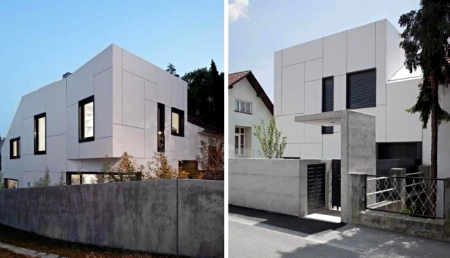 A + A DVA-Arhitekta a white house with an abstract exterior design