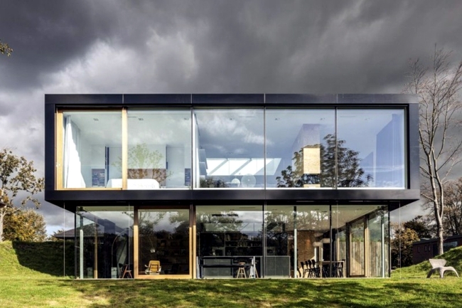 Building with glass fronts fits perfectly into the landscape