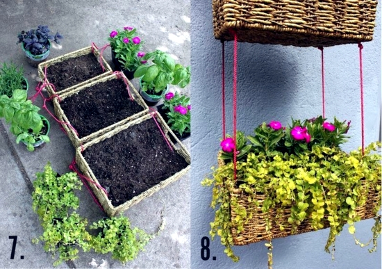 Garden ideas for making your own - planting flowers in the basket