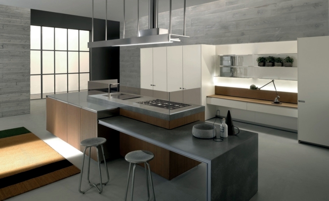 Modern fitted kitchen has minimalist aesthetic