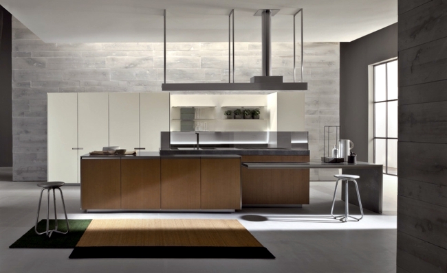 Modern fitted kitchen has minimalist aesthetic