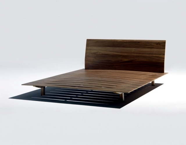 Modern design wooden double bed - "Sottiletto" Horm