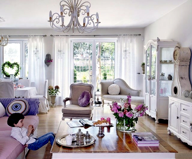 75 Original Ideas For Decorating In The Shabby Chic Style Interior Living Room With Purple Accents 75 Original Ideas For Decorating In The Shabby Chic Style
