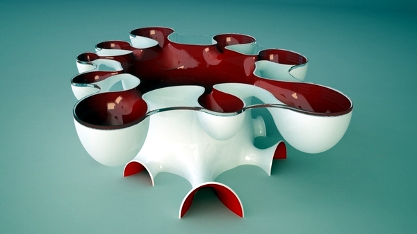 Contemporary coffee tables with creative design - wooden molds and glass plates