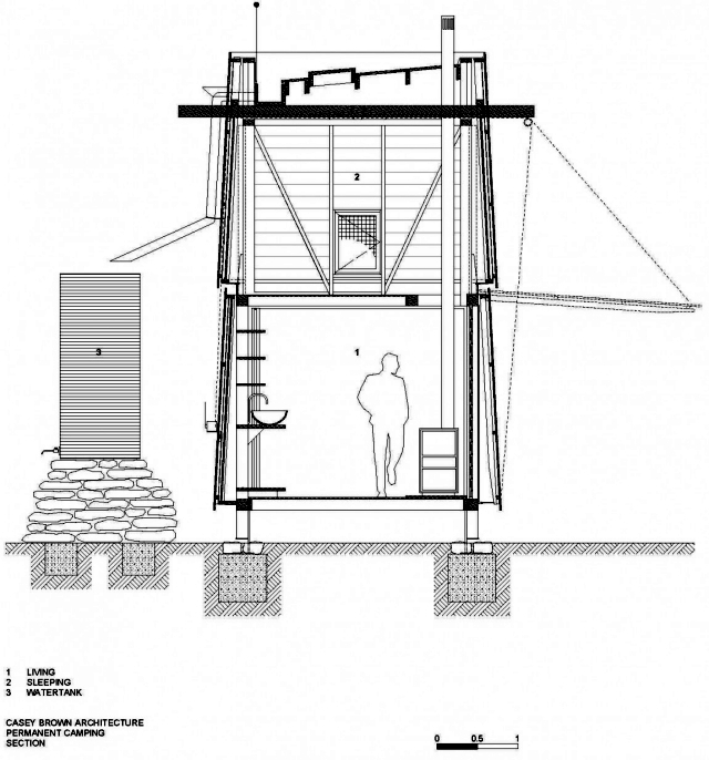 Camping camping cabin, which releases the view to the horizon