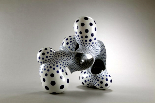 Modern Japanese art - ceramic sculpture with organic shapes