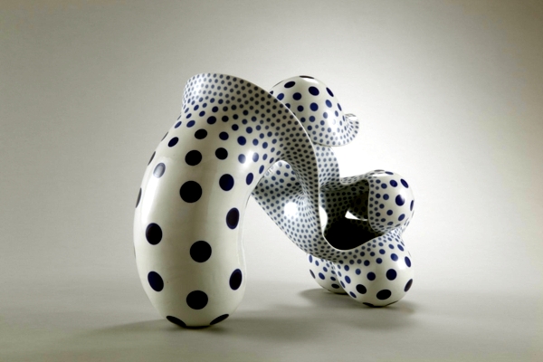 Modern Japanese art - ceramic sculpture with organic shapes