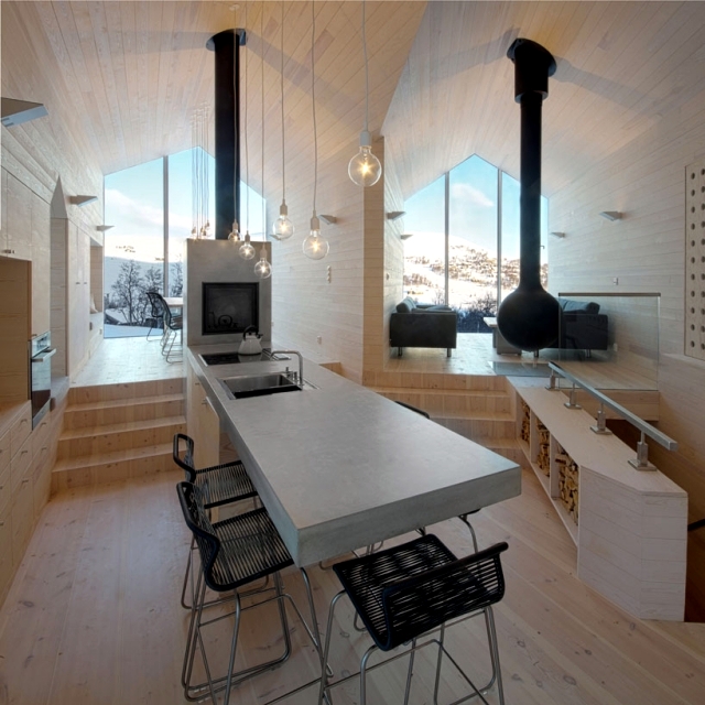 Modern wooden house in Norway offers a breathtaking panorama of mountains