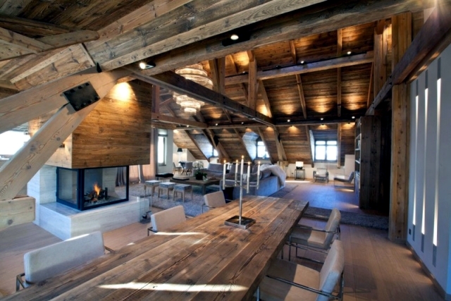 Rustic and luxurious duplex apartment "Frosty Winter" by Bo Design
