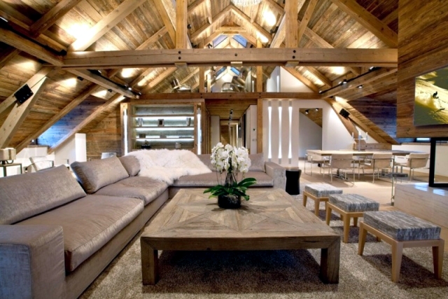 Rustic and luxurious duplex apartment "Frosty Winter" by Bo Design