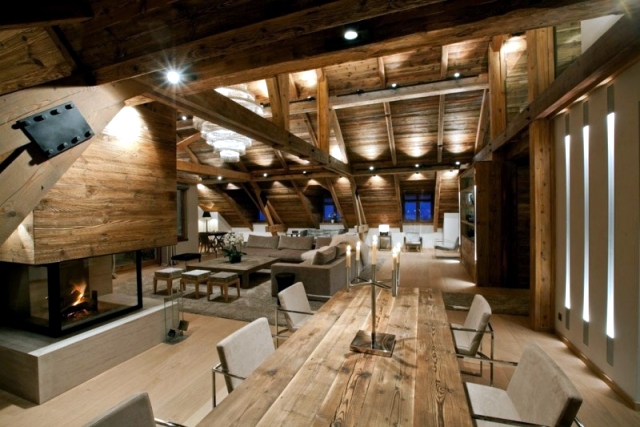 Rustic and luxurious duplex apartment "Frosty Winter" by Bo Design