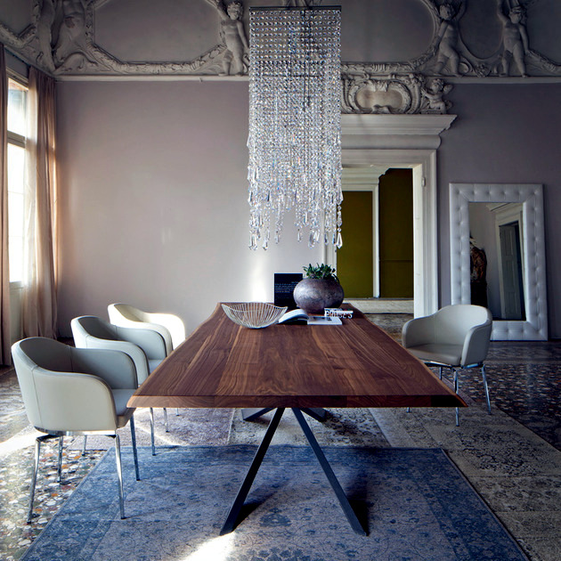 Modern Dining Table Design by Cattelan Italia - steel base and hardwood