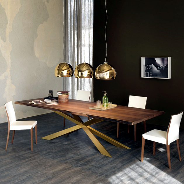 Modern Dining Table Design by Cattelan Italia - steel base and hardwood