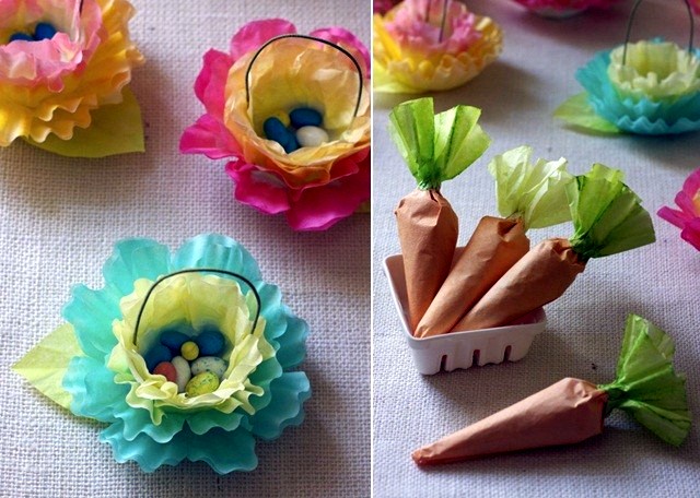 Coffee filters Easter candy baskets manual tinkering fast