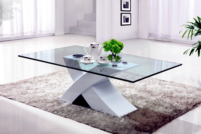 Design Ideas coffee table for modern living room - white glass