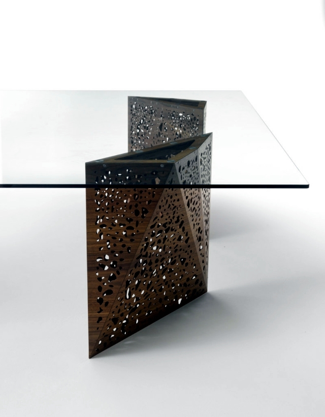 Fascinated Glass table and with an architectural metal coating