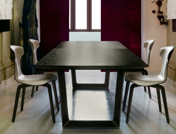 Contemporary Dining Table Made Of Wood, Glass Wood Dining Table Design