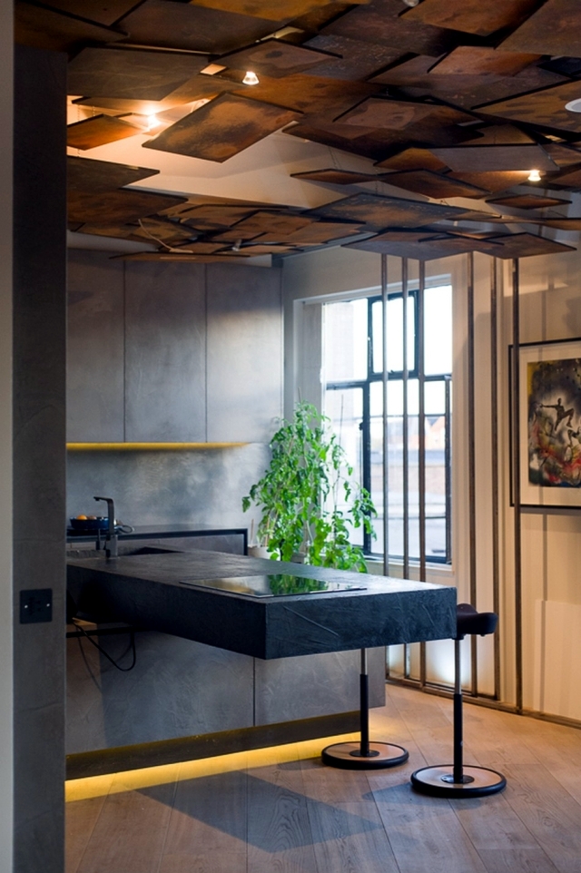 Apartment with modern furniture stresses the beauty of erosion