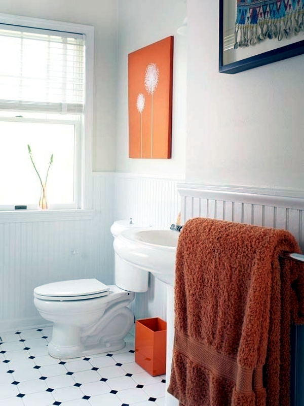 Regards orange bathroom design and increase the comfort factor