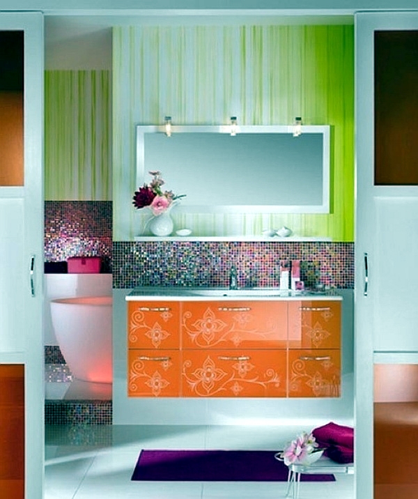 Regards orange bathroom design and increase the comfort factor