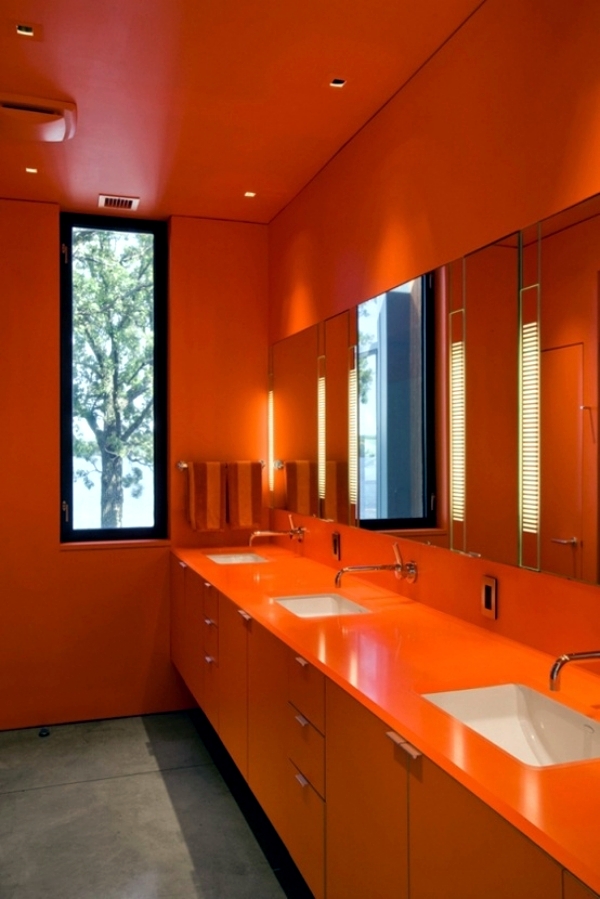 Regards orange bathroom design and increase the comfort factor