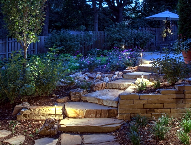 How do you use functional lighting outdoor garden
