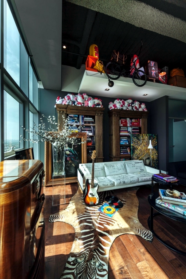 Eclectic furnishings in a stunning luxury apartment penthouse