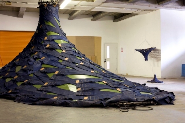 Installation of Modern Art - Swirling water Levis jeans