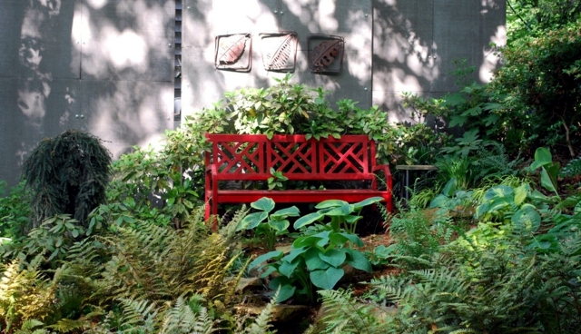 Wooden Bench 48 creative ideas garden design, stone and wrought iron
