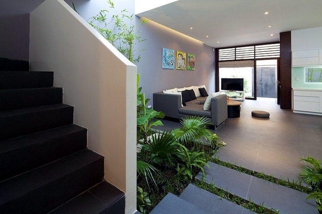 Put indoor plants as decoration on the scene - house with conservatory