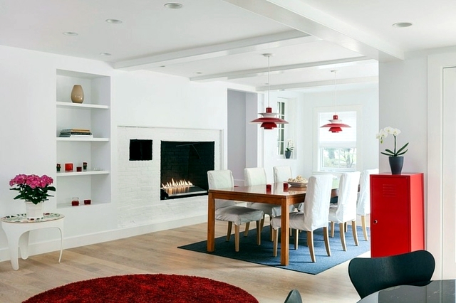 Scandinavian Living - decorated in white with red accents