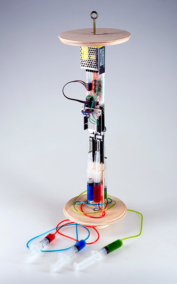 Lamp interactive design - Different colors injecting with syringes