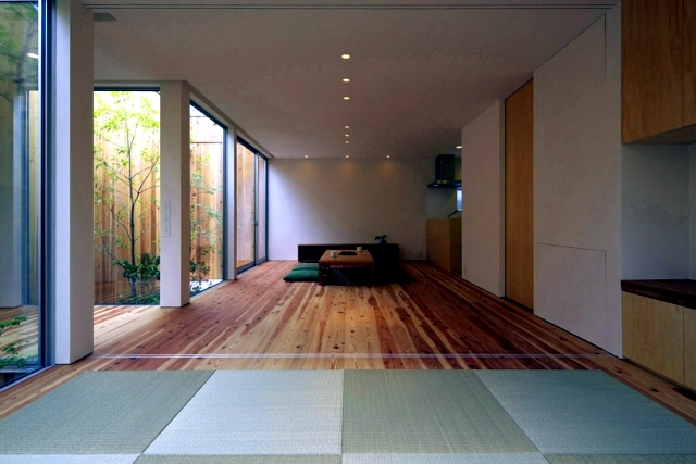 Modern minimalist house with garden in Nishimikuni, Japan