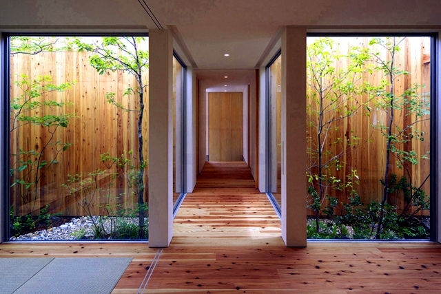 Modern minimalist house with garden in Nishimikuni, Japan