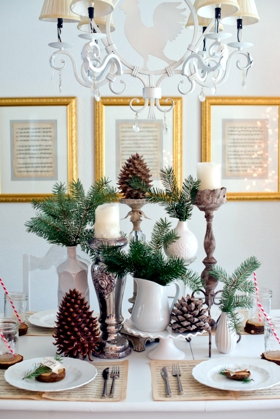 Winter table decor do it yourself natural materials and white winter