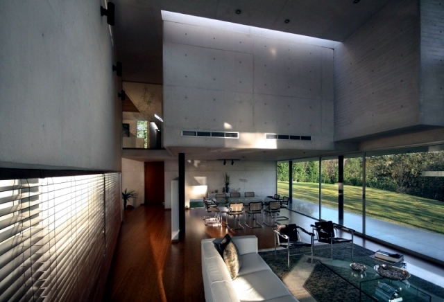 Modern concrete house of Mexico, with high ceilings and spacious interiors